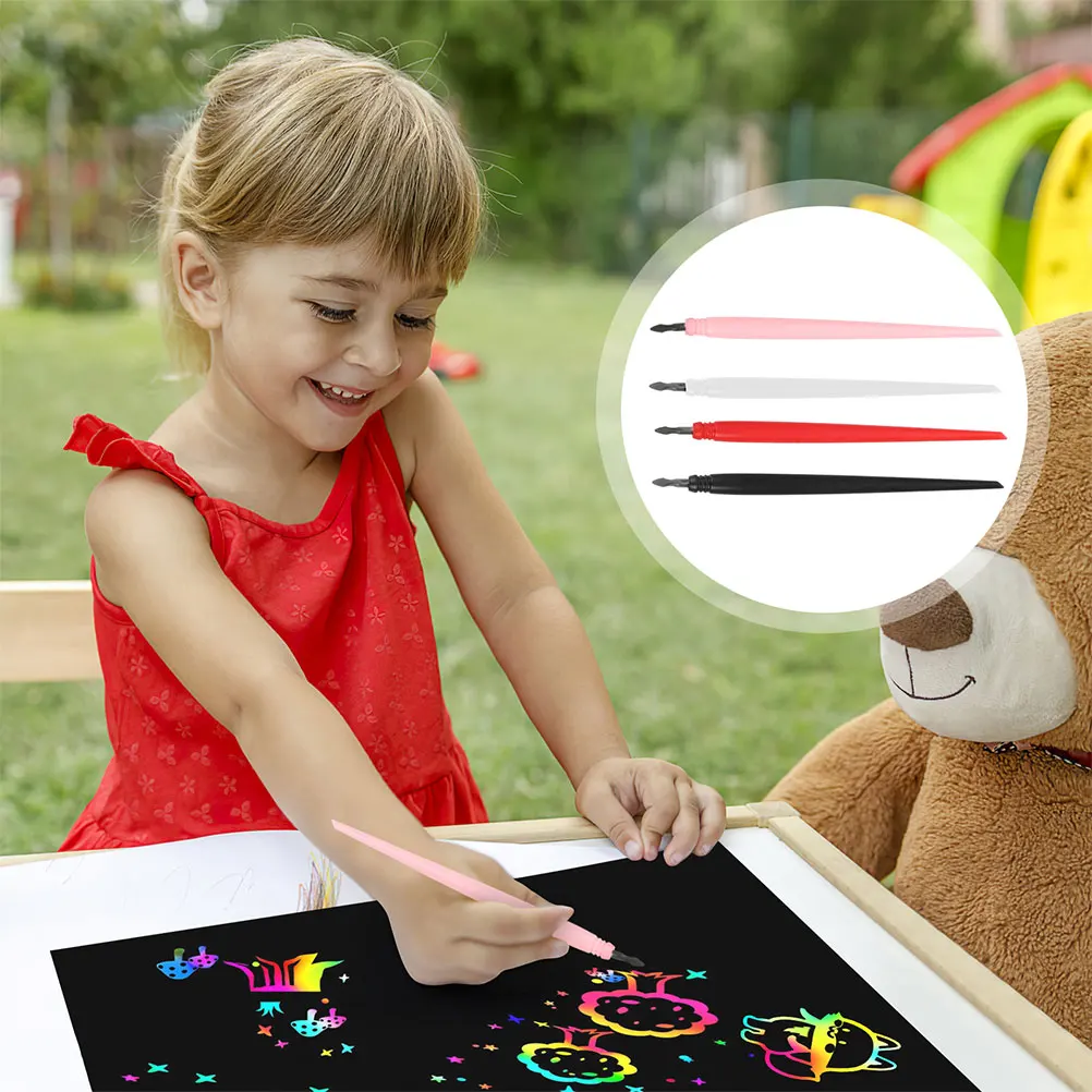 

Metal Tip Scratch Pens Reusable Art Tool for Kids Adults DIY Scraping Tools Creative Drawing Paper Scratching Pen Set