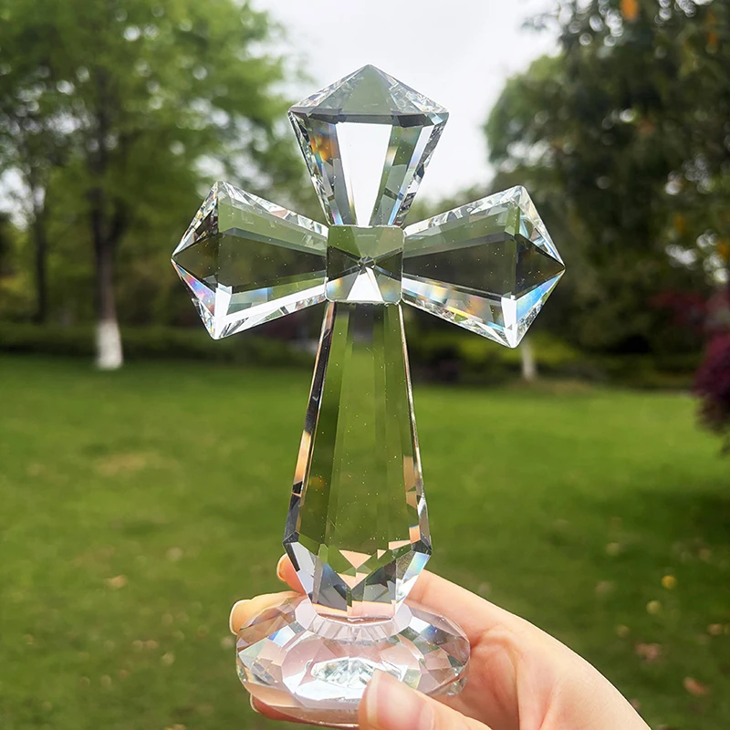 European Crystal Ab Color Cross Pendant, Crystal Handicraft, Living Room Entrance Decoration