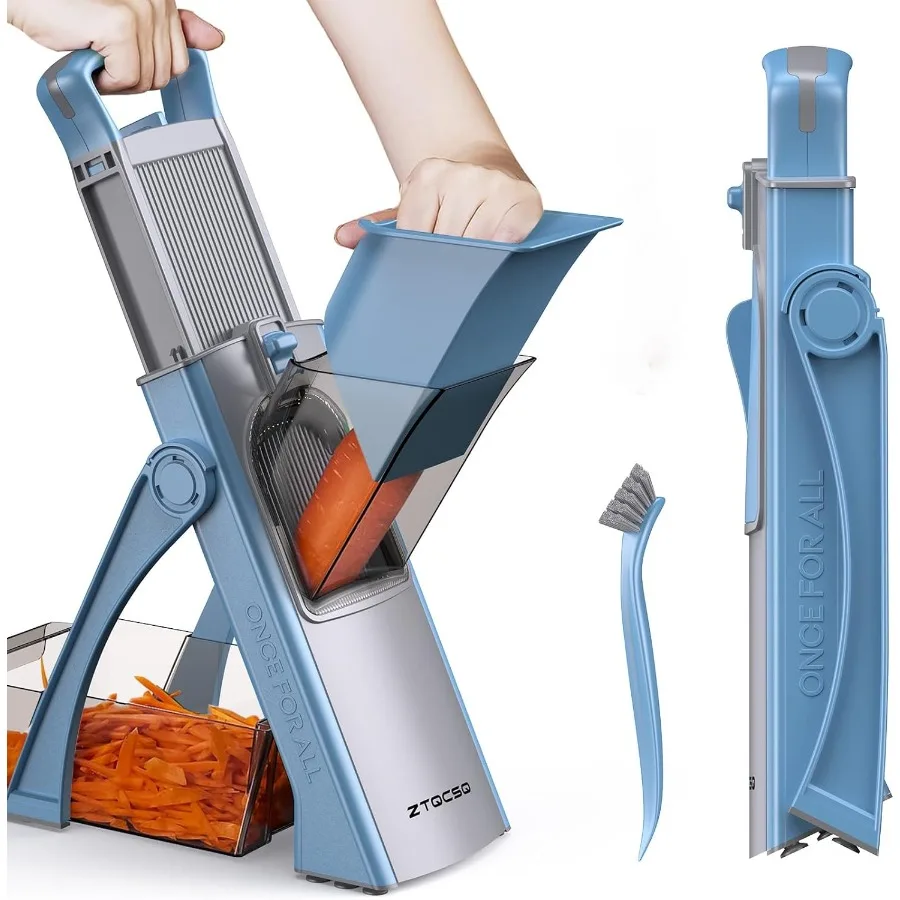 

Модернизированная мандолина «все в 1» для кухни с регулируемыми настройками. Съемное лезвие для точной нарезки, зачистки кубиками.