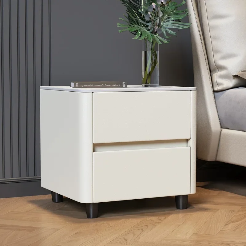 

Nightstand Glass White Drawer Trendy Bedroom Wood Bedside Furniture