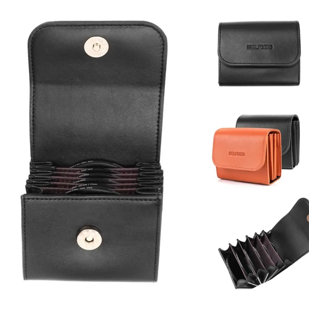 

6 Pockets Camera Lens Filter Bag Dustproof PU Leather Filter Pouch Shockproof Hard Shell Filter Carrying Case For Photography