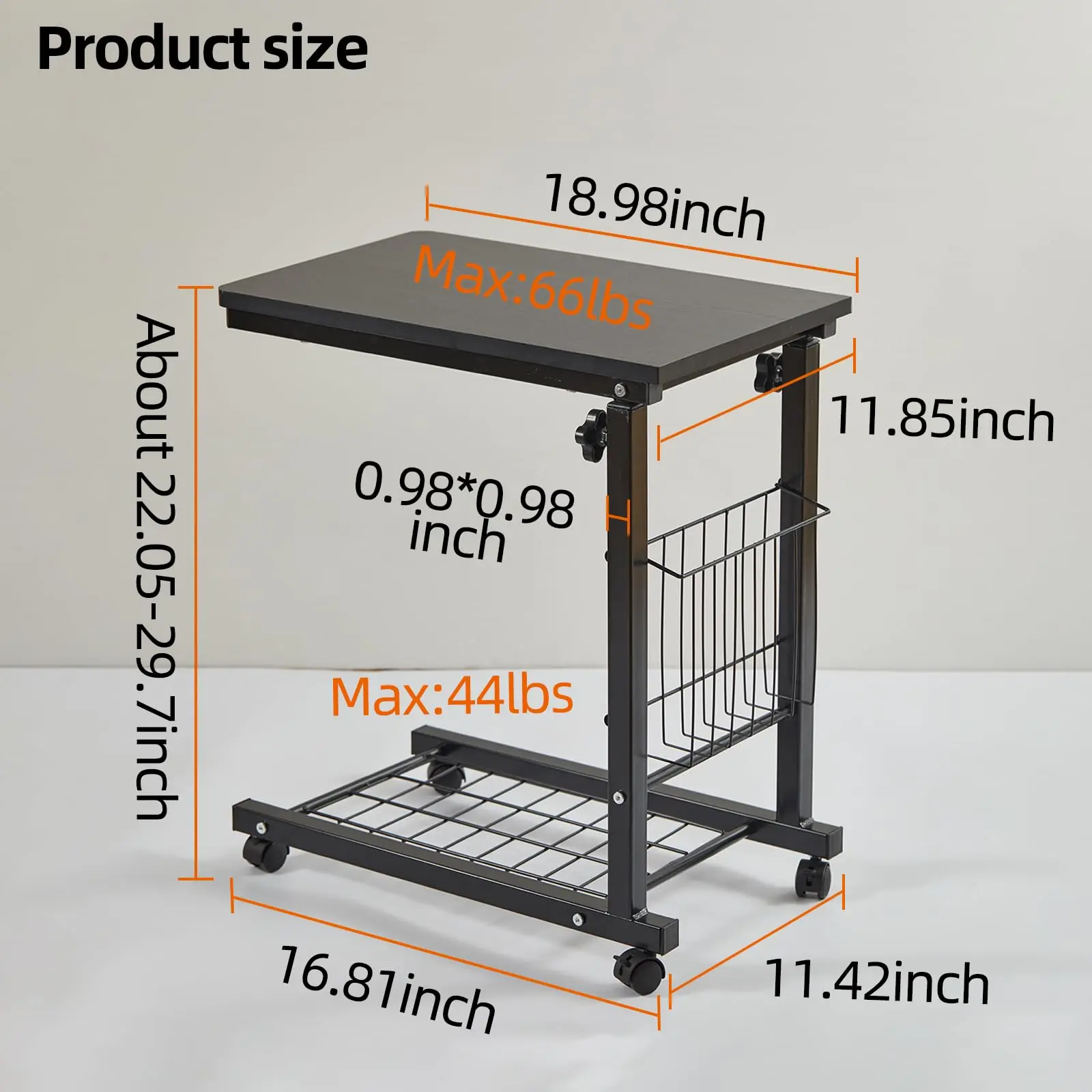 Height Adjustable Computer Tower Stand 2-Tier Movable Shredder Stand Storage Shelf Rack CPU Holder Home Office Accessories