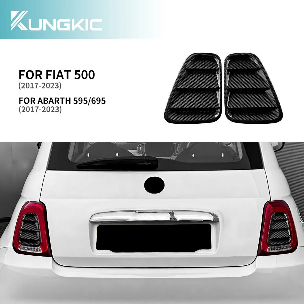 

2PCS Real Hard Carbon Fiber Sticker For Fiat 500 Abarth 595 695 2017 2018 2019 2020 2021 2022 2023 Rear Tail Light Cover
