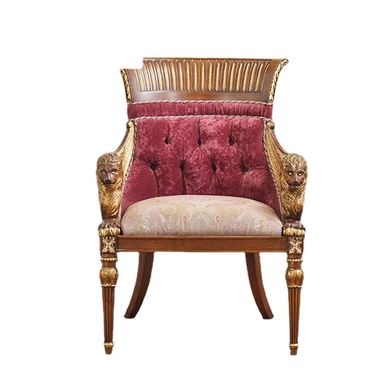 

French lion's head lounge chair mahogany neoclassical lounge single chair furniture