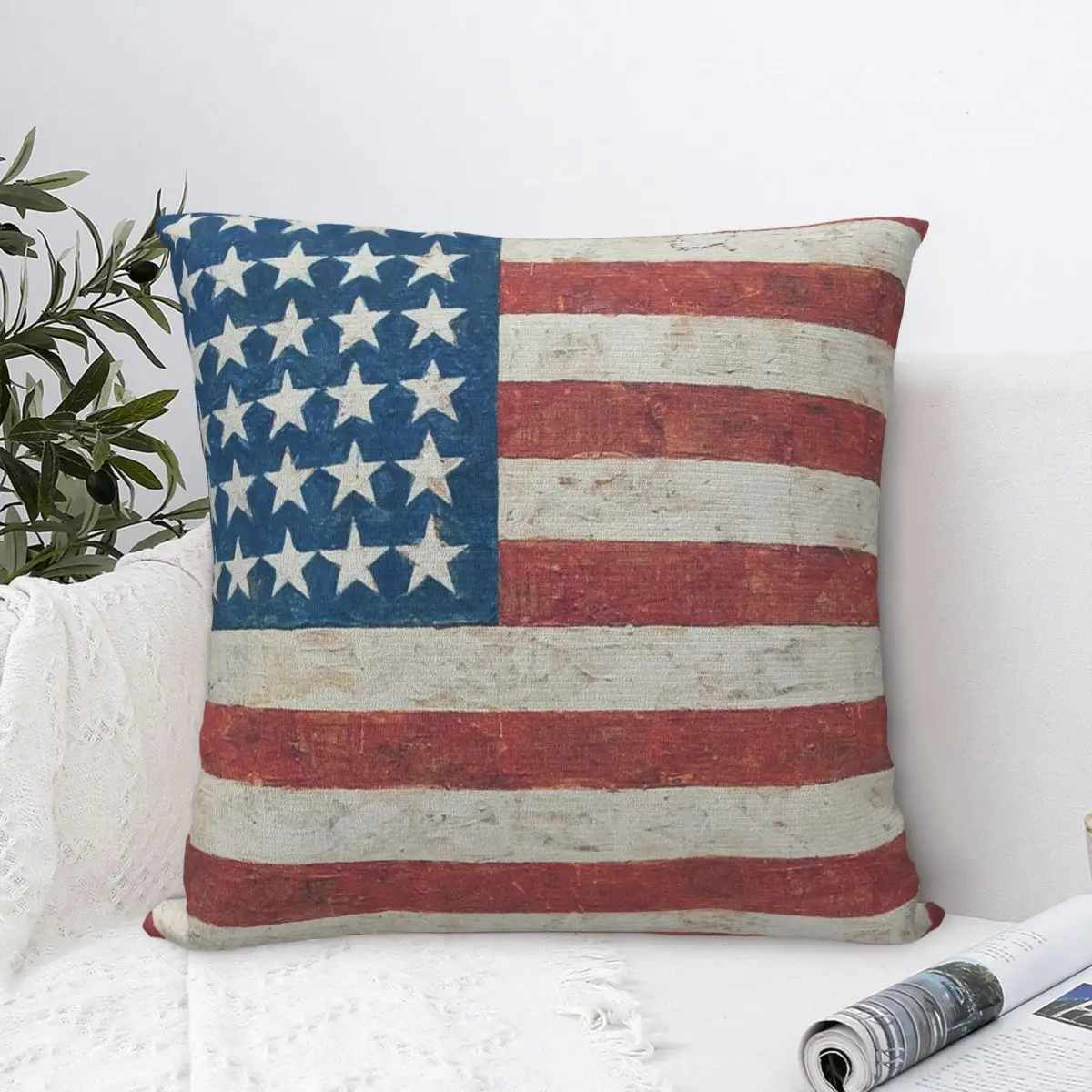 USA Flag Square Pillowcase Polyester Pillow Cover Velvet Cushion Zip Decorative Comfort Throw Pillow For Home Bedroom