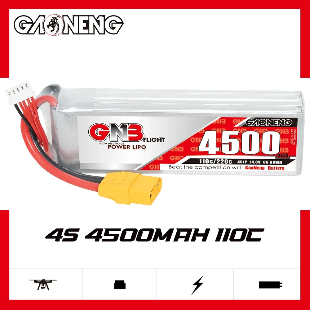 

GAONENG GNB 4500mAh 4S 110C 220C 14.8V XT90 LiPo Battery RC Truck Airplane Helicopter MultiCopter RC Boat RC Hobbies