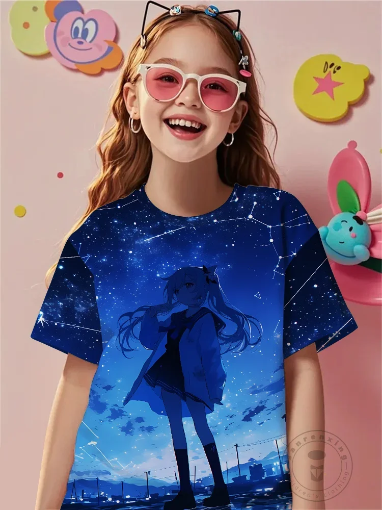 

Новая футболка Hatsune Miku с 3D принтом на Хэллоуин, летний топ Kawaii с короткими рукавами и круглым вырезом для девочек, жуткий милый