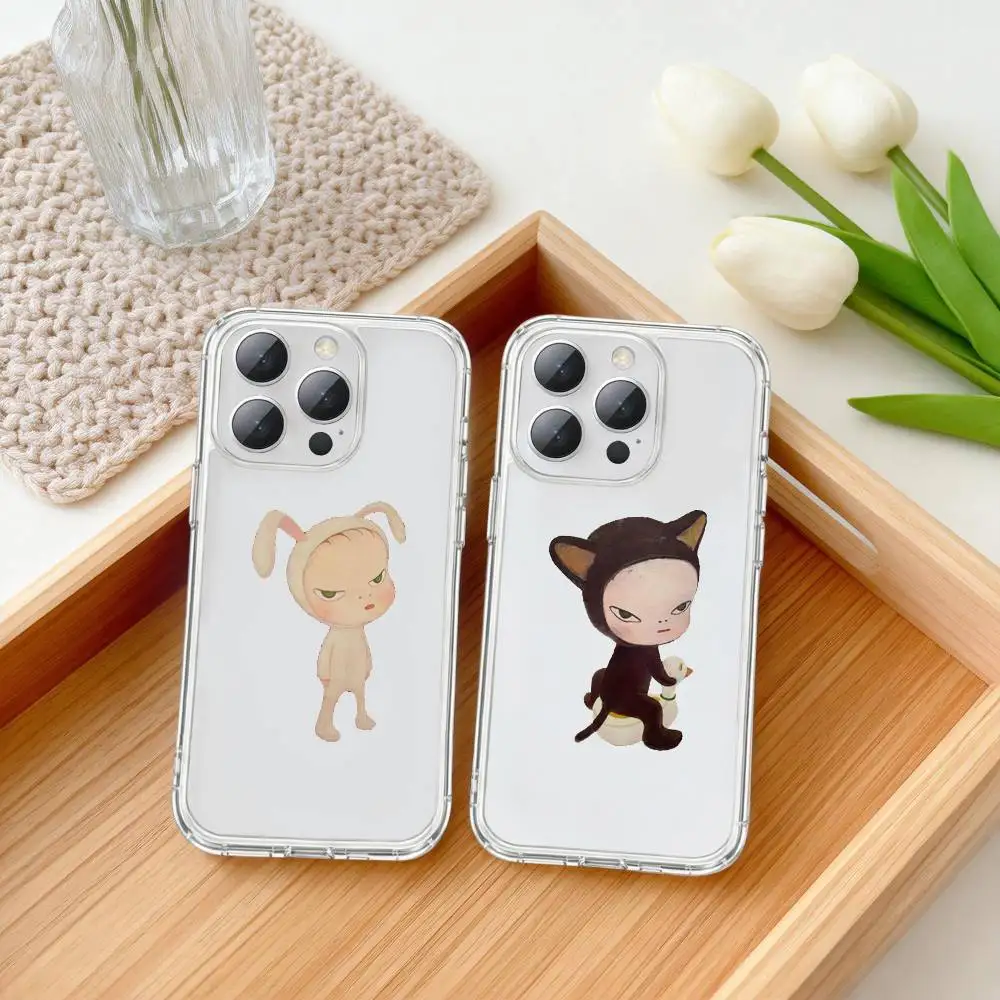 

Y-Yoshitomo N-Nara Art Phone Case For iPhone 17 16 15 14 13 12 11 Mini Pro Max Plus Transparent Cover