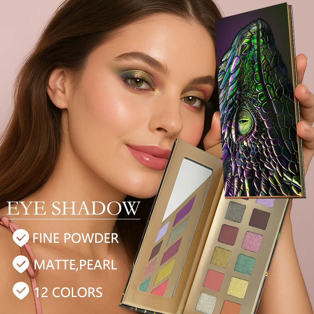 Palette de fards à paupières caméléon 12 couleurs, paysage de couleurs élevé, mat et scintillant, imperméable et résistant à la sueur, parfaite pour les scène et les parties
