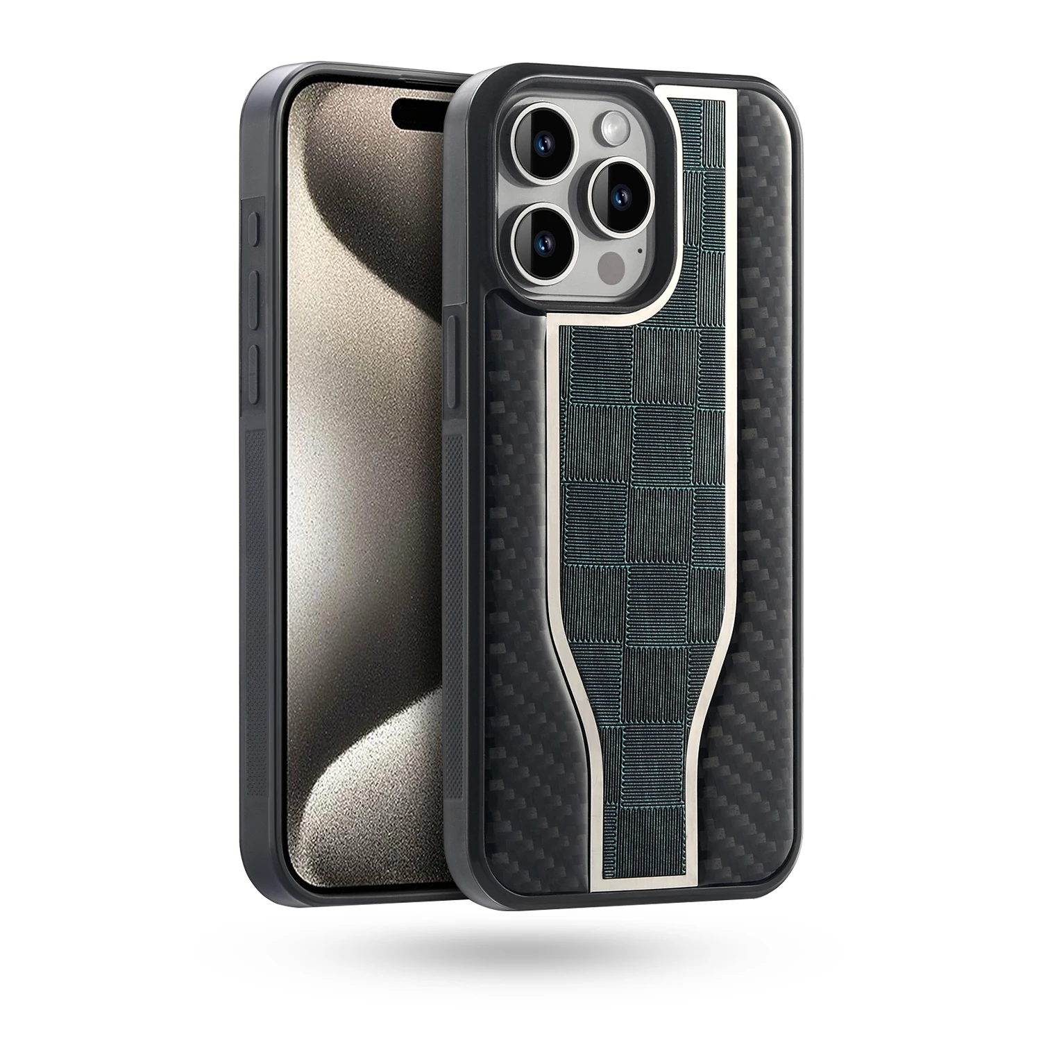 

Ymuyus Luxury Cases for Iphone 14Pro 14ProMax 15Pro 15ProMax True Carbon Fiber/Leather/Metallic Hybrid Material Top Design Shell