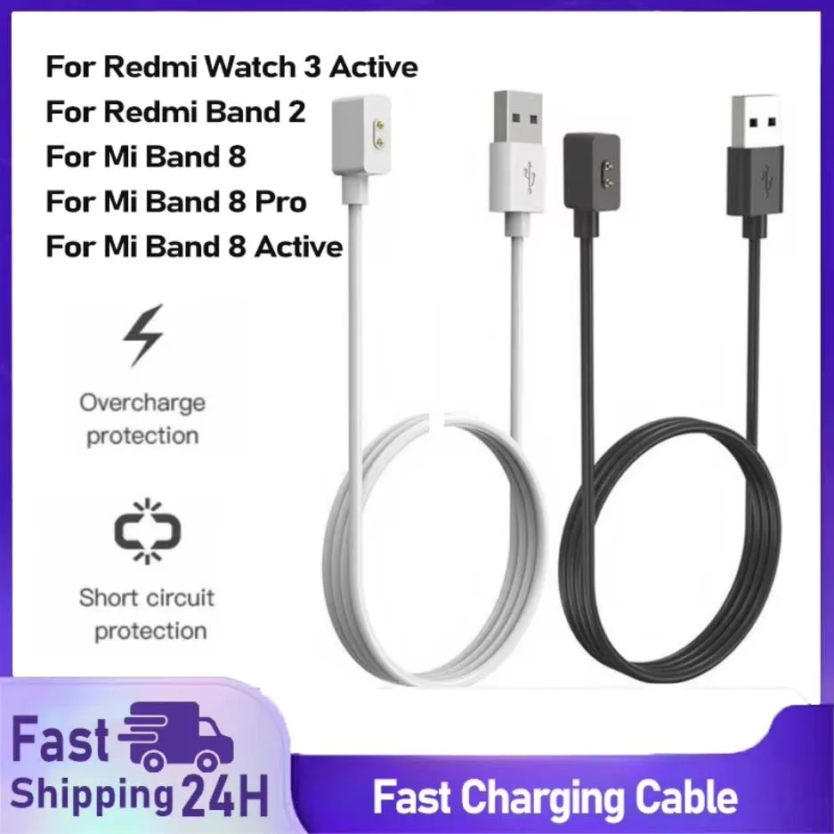 USB Charger Cable For Xiaomi Band 10 9 8 Active Mi Band 8 Pro Magnetic Charging Cradle Adapter For Redmi Watch 4 5 6 Charger