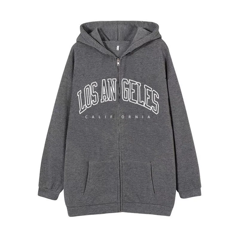 Loose and casual new product, fashionable zipper hooded sweatshirt for men and women, European and American, Los Angeles, Califo