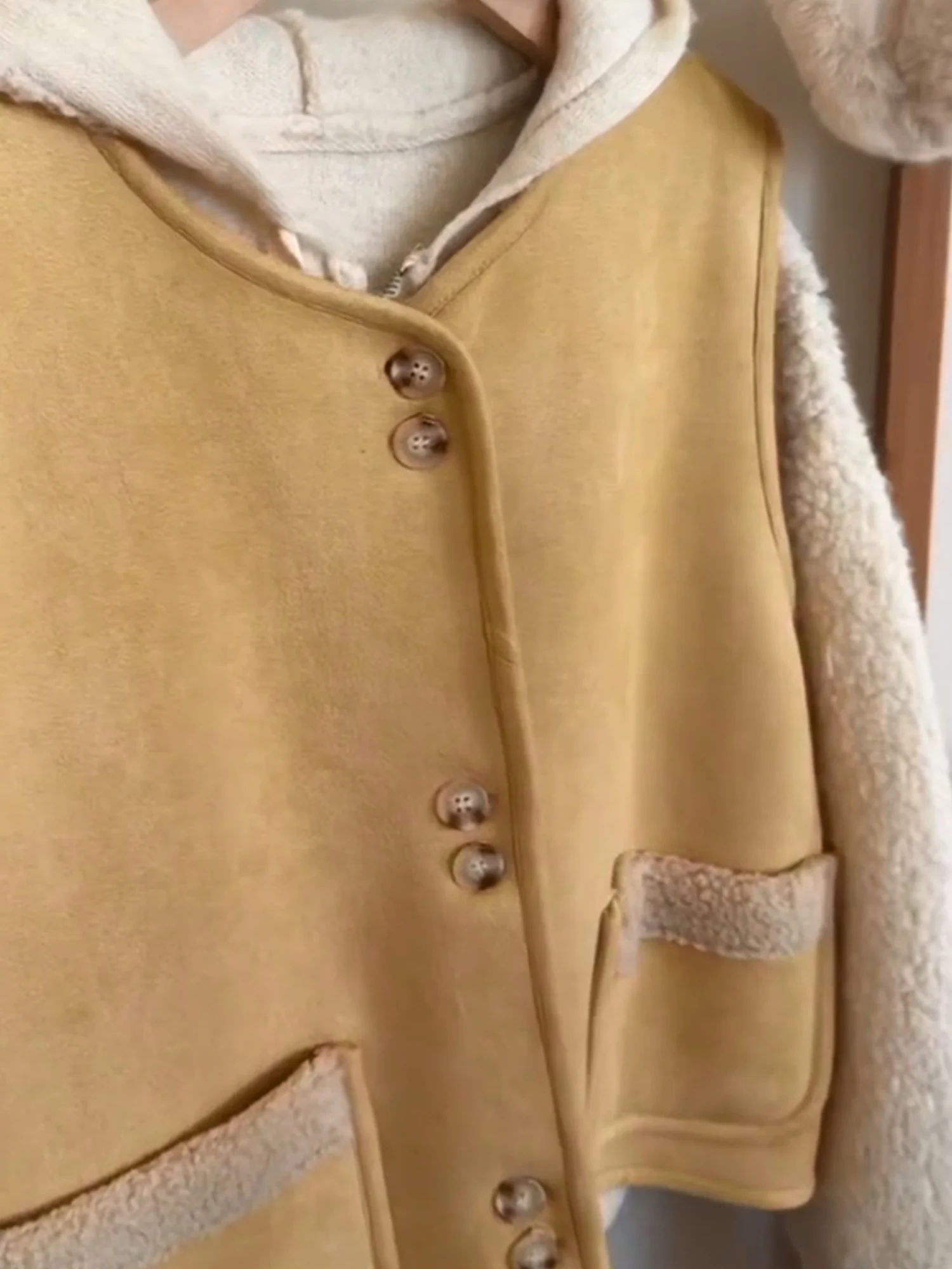 Retro coreano sle camurça colete feminino svel jaet outono inverno novo sle camadas design botão ele colete