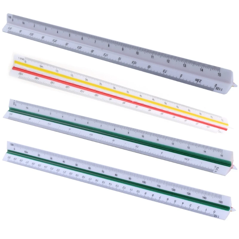 12Inch Triangular Engineer Scale Ruler, Metric Scale 1:20, 1:25, 1:50, 1:75, 1:100, 1:125 for Engineering Drafting