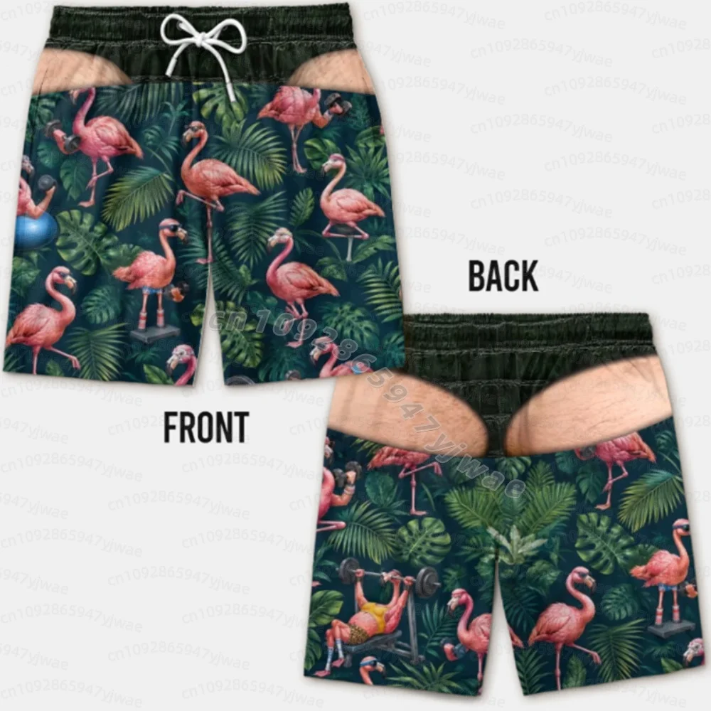 Summer Men Funny Cartoon Hot Dog 3D Print Board Shorts Quick‑Dry Drawstring Trunks Fun Yellow Duck Novelty  Beach Men Shorts S view 6