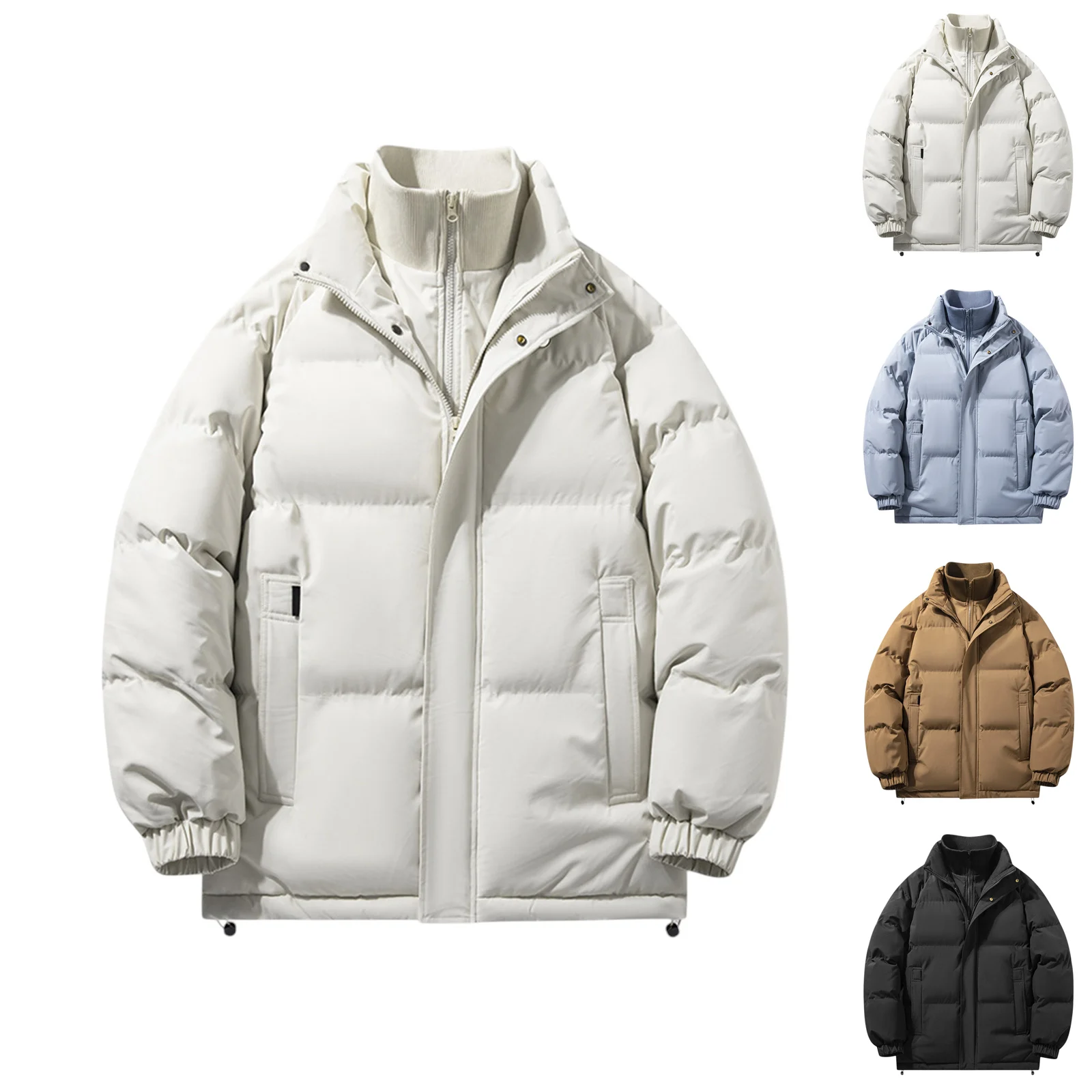 

Loose Large Pocket Cotton Jacket Zippered Large Pocket Cotton Jacket Winter Outdoor Warm Solid Color Cotton Jacket