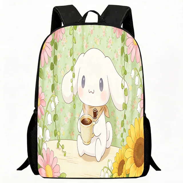 

Kids Bag Floral Garden Puppy Drinking Coffee Print Backpack Kids Lightweight School Bag Adjustable Breathable Straps Durable Pol