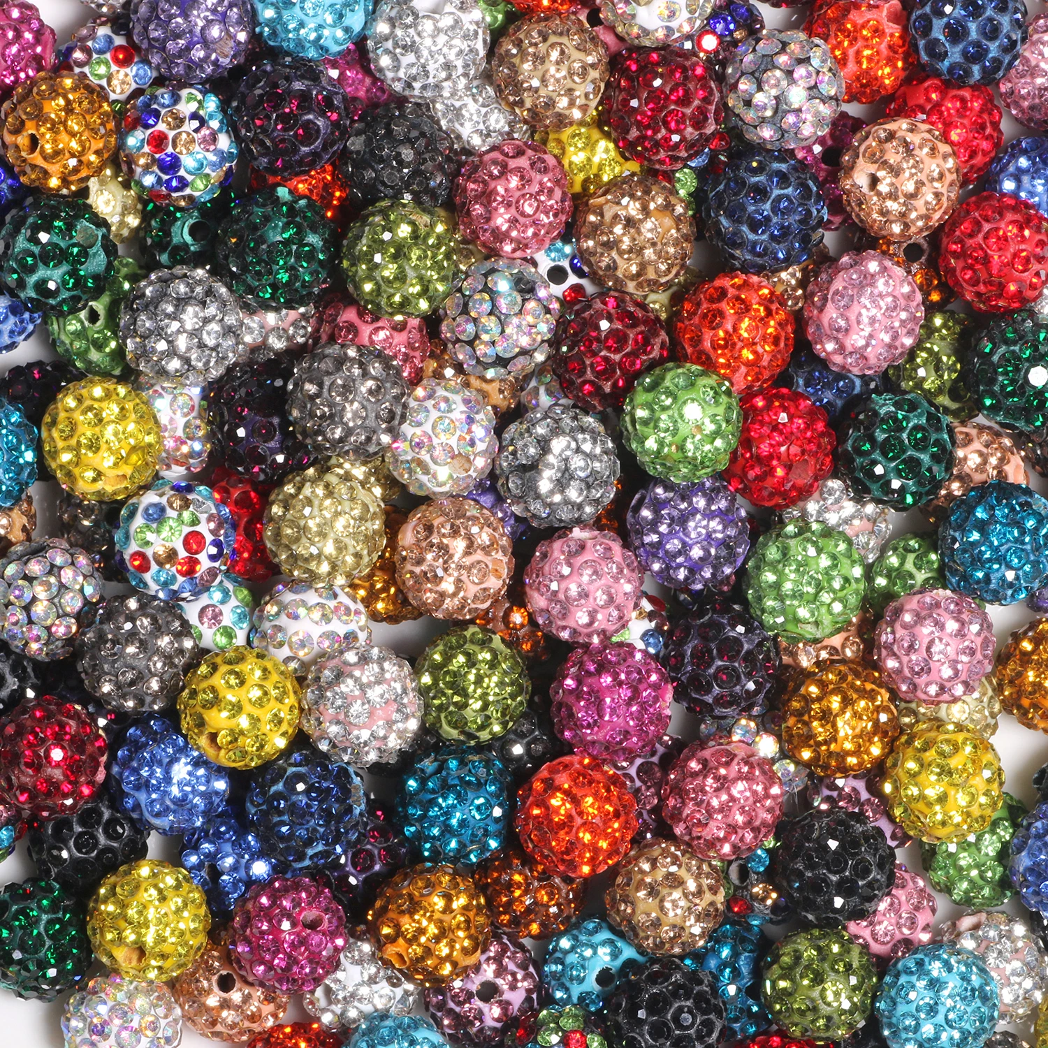 10pcs 6/8/10mm Rhinestone Crystal Clay Beads Soft Pottery Micro Pave CZ  Spacer Beads For Jewelry Making Diy Bracelets Necklaces