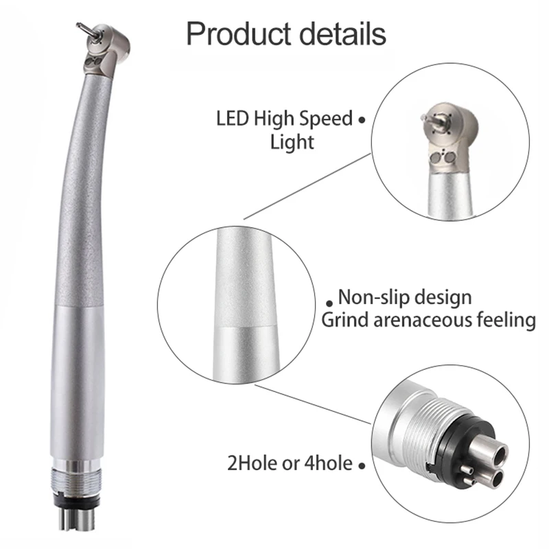 Handpiece dental para crianças, Cabeça pequena, LED duplo, Mini cabeça, Alta velocidade, Laboratório dental, Botão, Ferramentas de odontologia