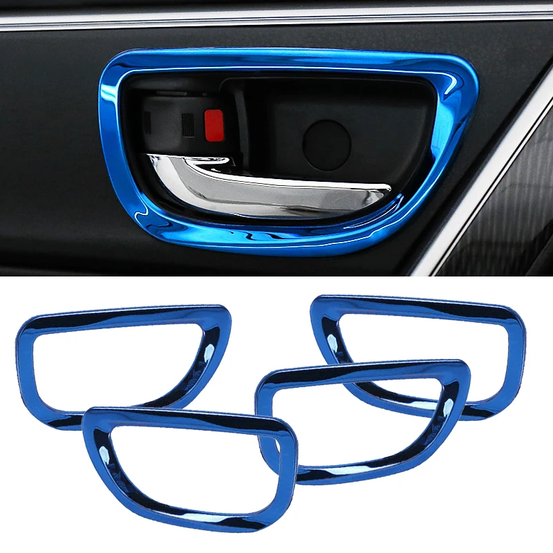 4pcs/set Car Interior Door Handle Bowl Cover Trim Frame Fit for Toyota Corolla 2014 2015 2016 2017 2018 Blue Titanium Style