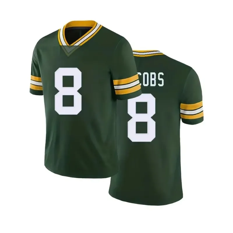 Men's American Football Jersey Embroidered #8 Jacobs Green/White Training Jerseys Green Bay Adults Uniforms Packers T-Shirts