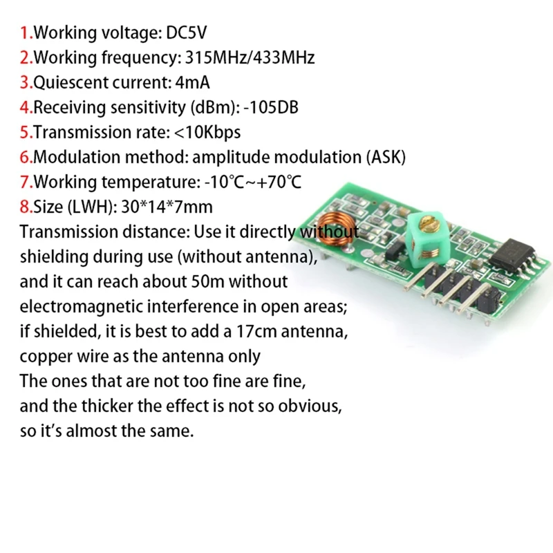 10Set 433M Super Regenerative Module Burglar Alarm Transmitter Receiver 433 Frequency