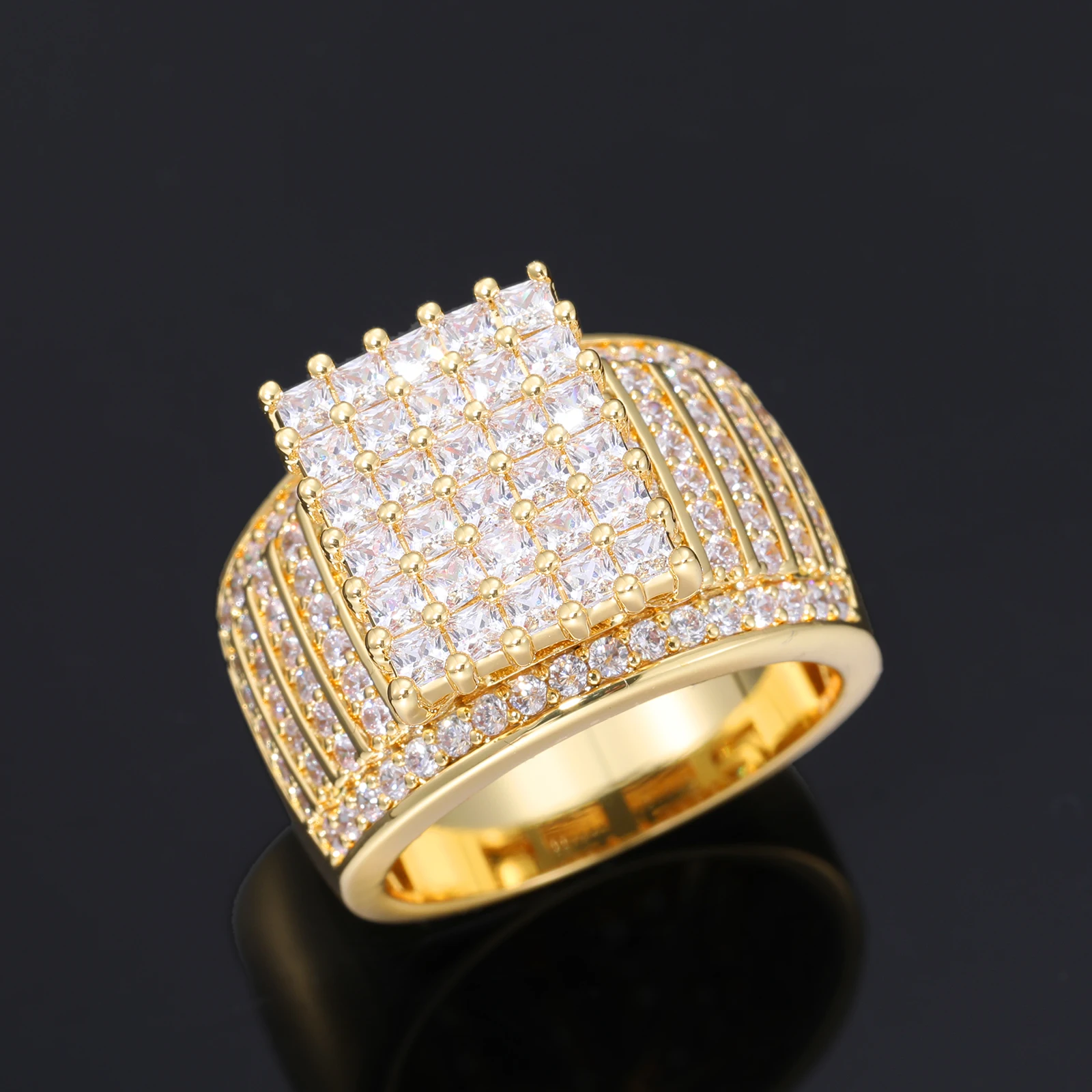 

Stylish Men's Hip Hop Ring – Brass Metal with 5A Zircon Stone