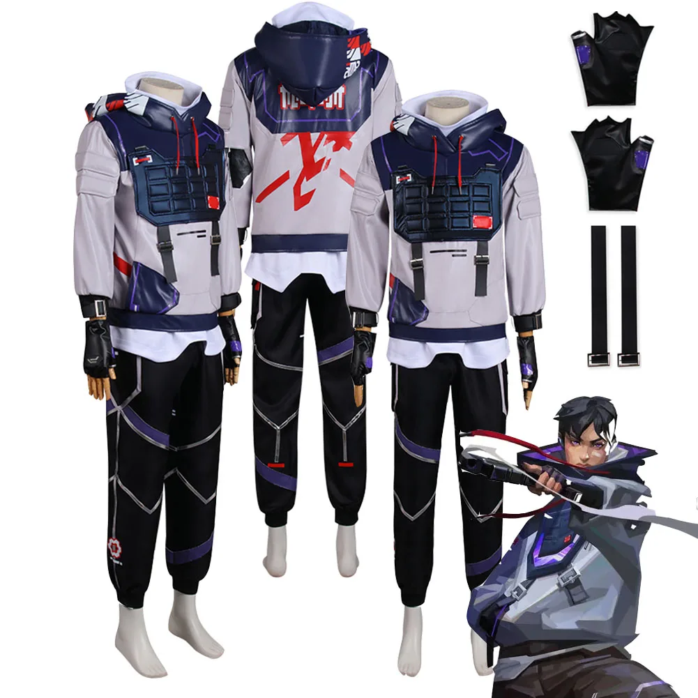 

Fantasy Game Valorant ISO Cosplay Costume Adult Men Jacket Pants Belt Bag Fantasia Role Play Outfit Halloween Carnival Suit