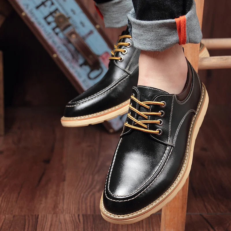 Shose Men Fashion Breathable Shoes Comfortable Flat Business Heightening Casual Leather Masculino Adulto Sapatillas Hombre