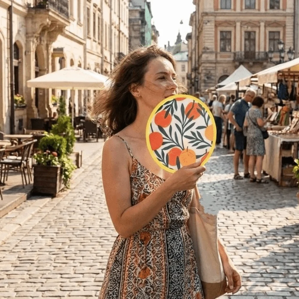 Hand Fan Japanese Style Portable Folding Fan Collapsible with Pocket Handheld Fan Mini Colorful Flying Disc Fan Travel
