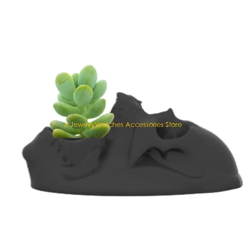 

31KD Silicone Mold Concrete Flower Pots Skull Head Planter Mold Skeleton Pen Holder