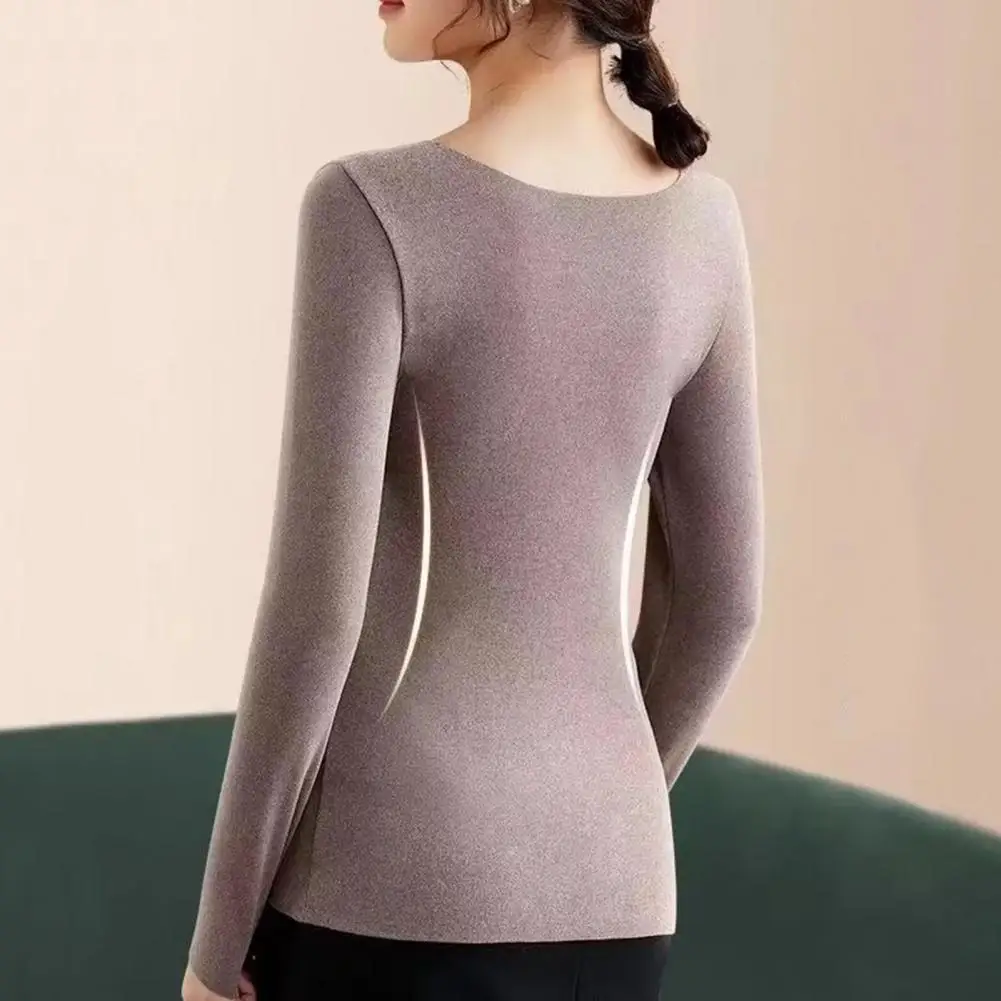 Women Thermal Top Cozy V Neck Padded Winter Top for Women Thick Plush Warm Pullover with Soft Fabric Heat-locking for Weather