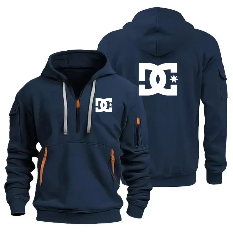 

Men's sweatshirt for autumn and winter, personalized, comfortable, high-quality, fashionable, multi-pocket zipper hooded casual