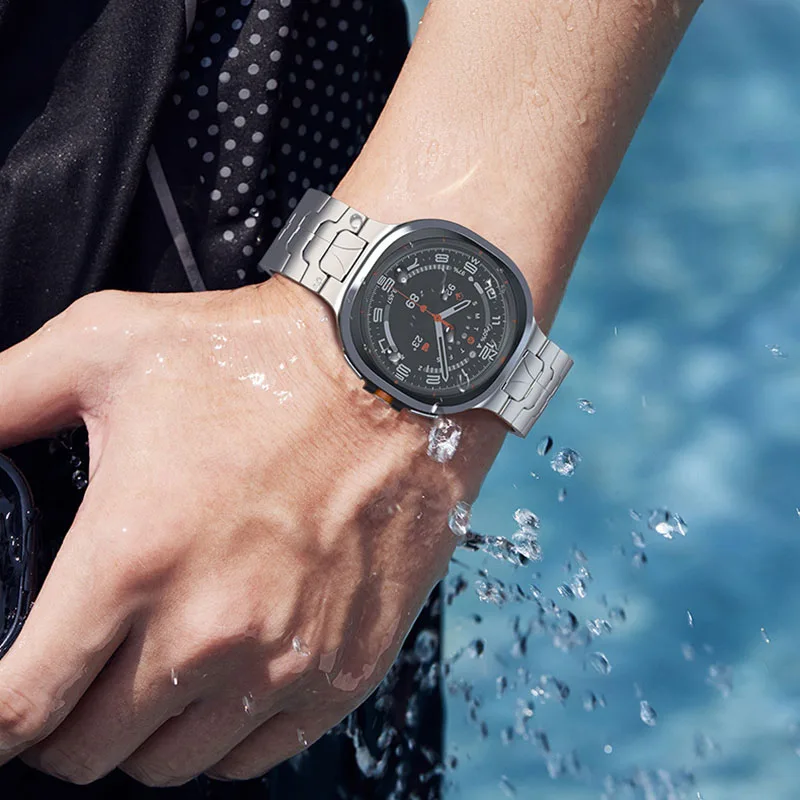 Roestvrij staal geen gaten band voor Samsung Galaxy Watch 7 Ultra 47 mm metalen vouwgesp vervangende horlogeband armband Correa