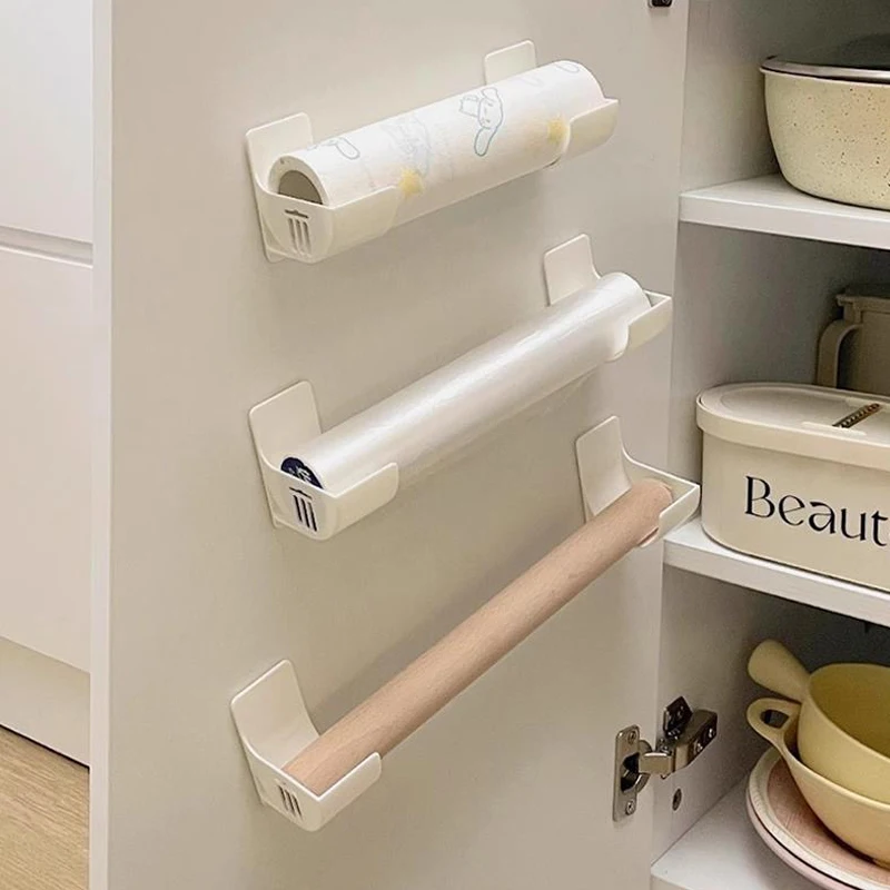 4 unids/set de bolsas de basura montadas en la pared, estante de almacenamiento, contenedor de película plástica, dispensador, soporte para bolsas de basura de cocina, organizador para el hogar