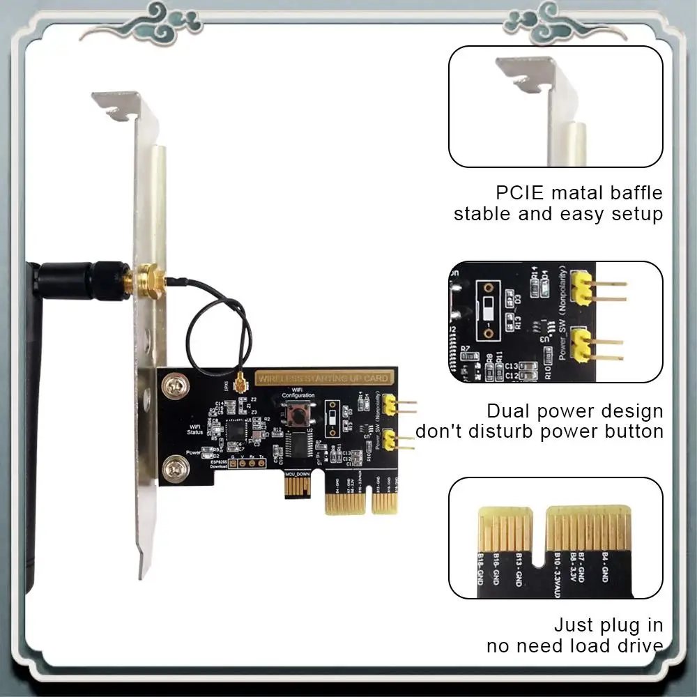 Premium Wifi Wireless Smart Switch Relay Module Mini PCI-E Desktop Switch Card Restart Switch Turn On/OFF PC Remote Control
