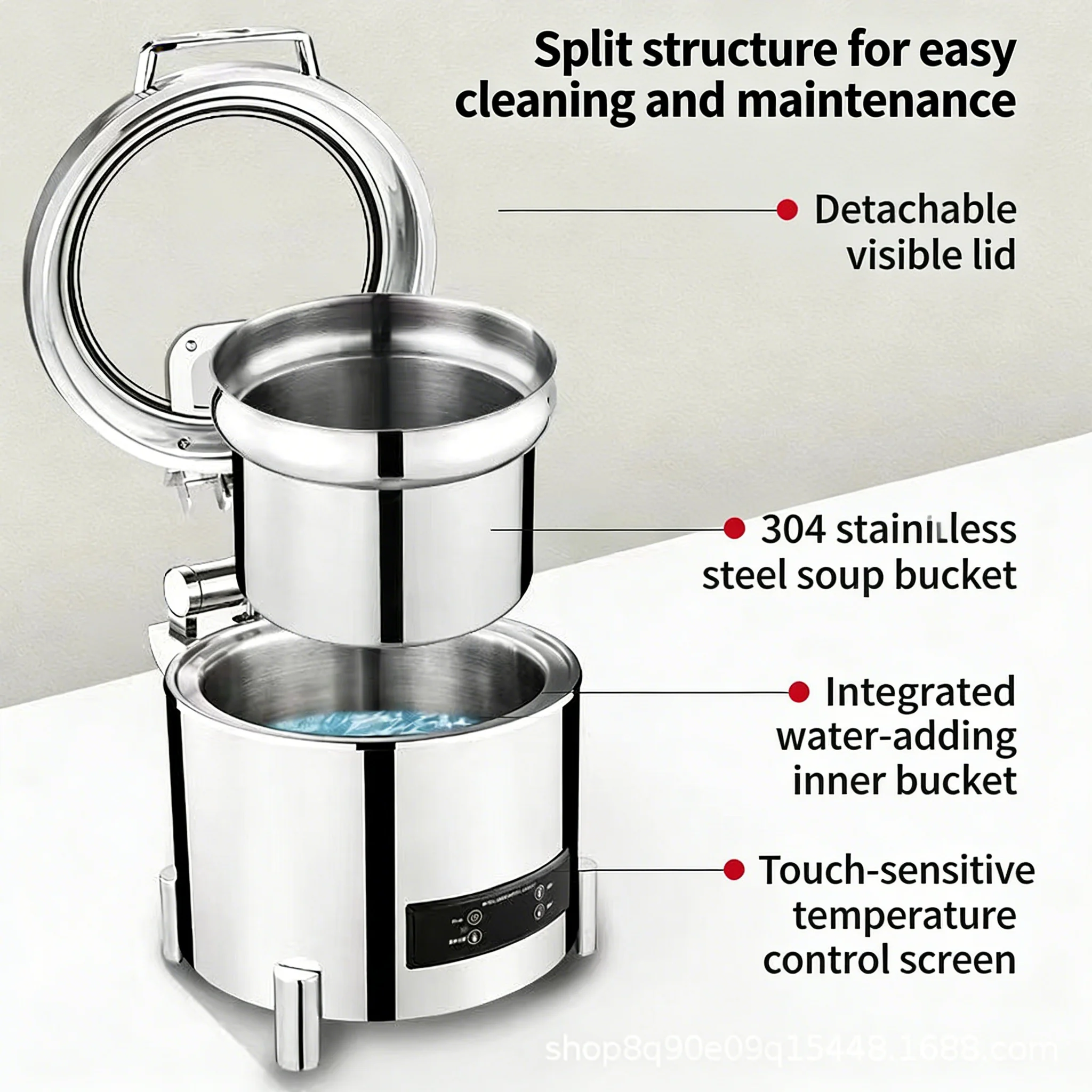

Commercial Hotel Electric Soup Warmer Thickened Stainless Steel Buffet Heat Preservation Pot