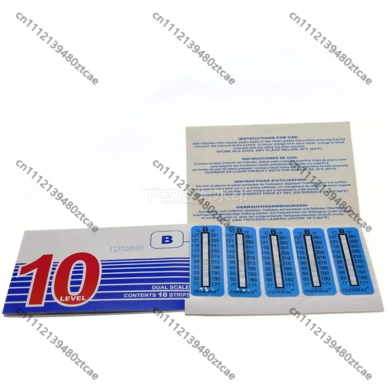 10 Grid Thermal Test Paper 77-127℃ Irreversible Temperature Measurement Sticker for Industrial Use