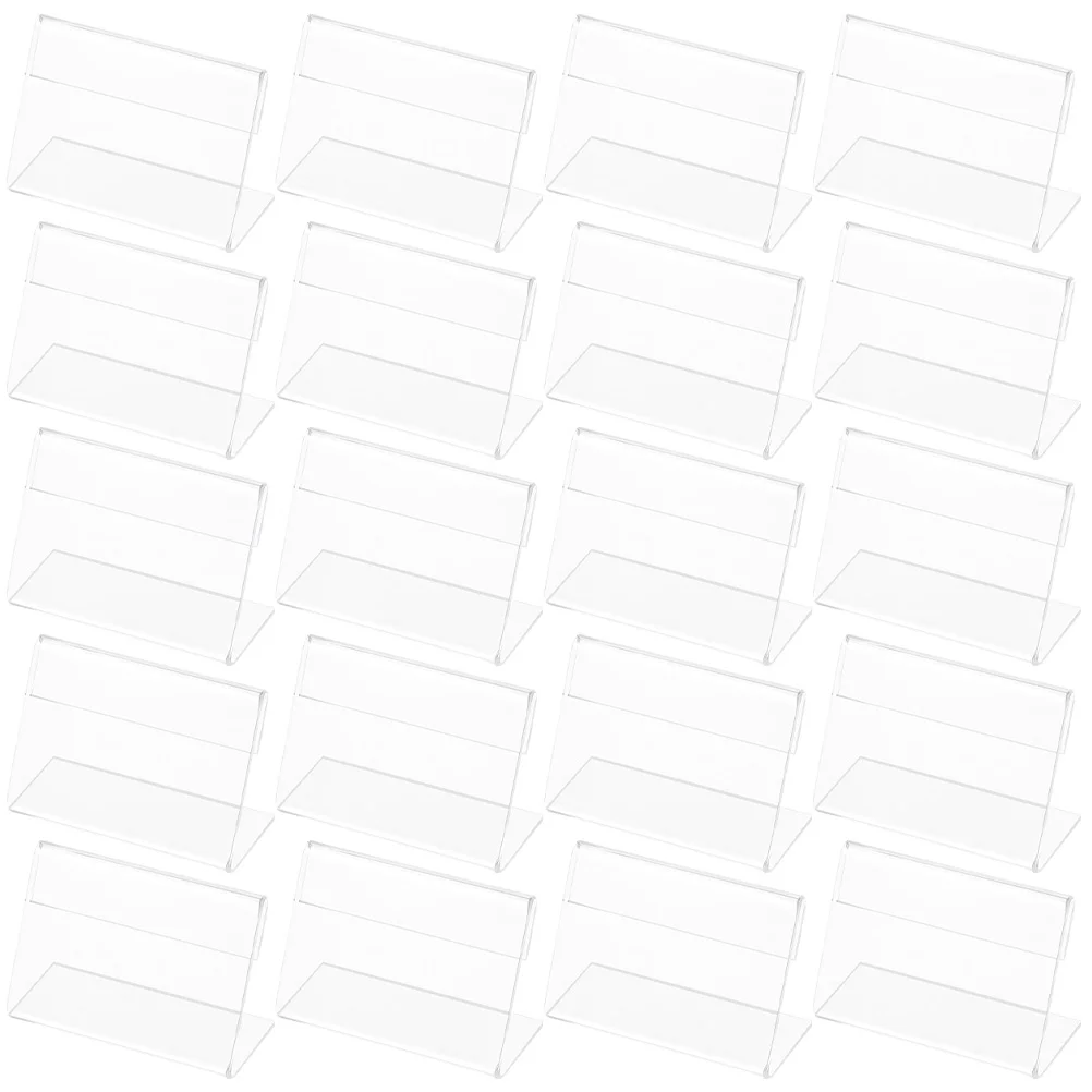 25 Pcs Display Shelf Labels Acrylic Card Clear Sign Holder Stand Wedding Table Top Holders for Transparent