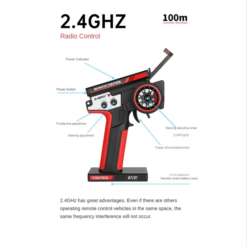 V8 Remote Control Transmitter 104018-2493 For Wltoys 124008 104016 104018 284010 284161 New K969 K989 RC Car Spare Parts