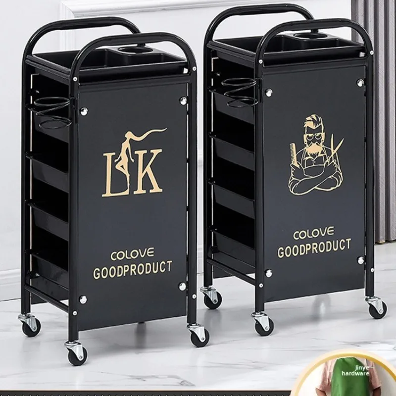 

Professional Hair Salon Trolley Mobile Servicing Cart for Beauty Spa Beauty Parlor Styling Tools Retro Gold Finishing Wheels