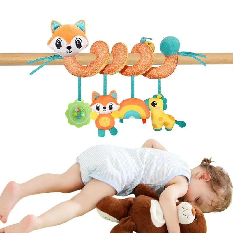 

Baby Car Seat Toys Baby Crib Rattles Toys With Built-in Bell Colorful Sensory Plush Stroller Ornament For Bassinet Nursery