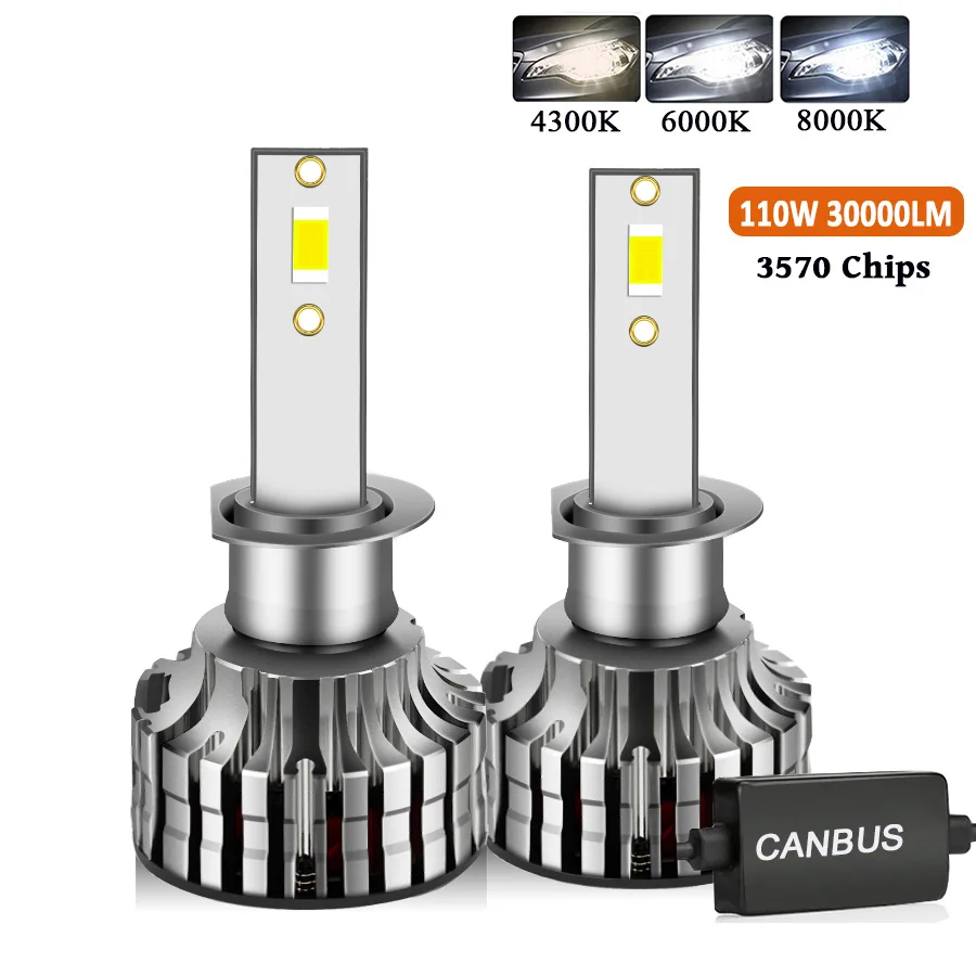 

H7 H4 Led Canbus 110W 30000LM Headlight H1 H8 H9 H11 9005 Hb3 Hb4 9012 H13 9007 Led Bulb 12V 4300K 6000K Turbo Lamp For Car