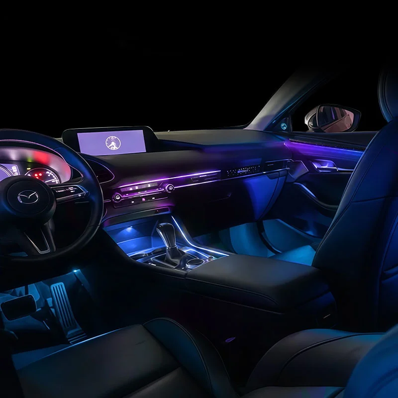 Mazda 3Axela 2020-2022 Auto LED Atmosphere Lamp 64 Color LED Strip New 12V Environment Light Set Button Control Decorative Knobs