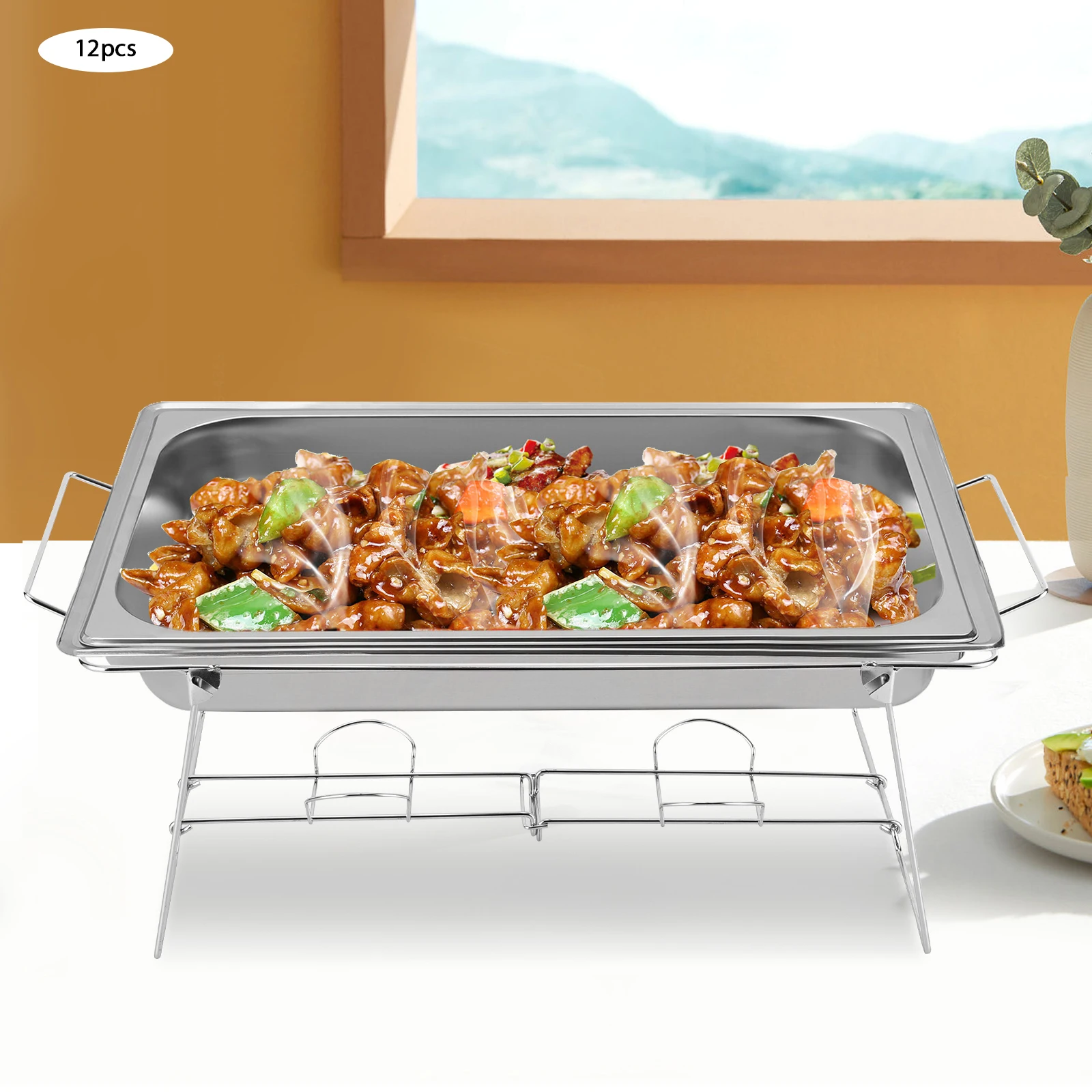 Food Service Set: High-Quality Metal Wire Rack with Chrome Finish, Sturdy, Foldable, Reusable, and Easy to Clean for Parties