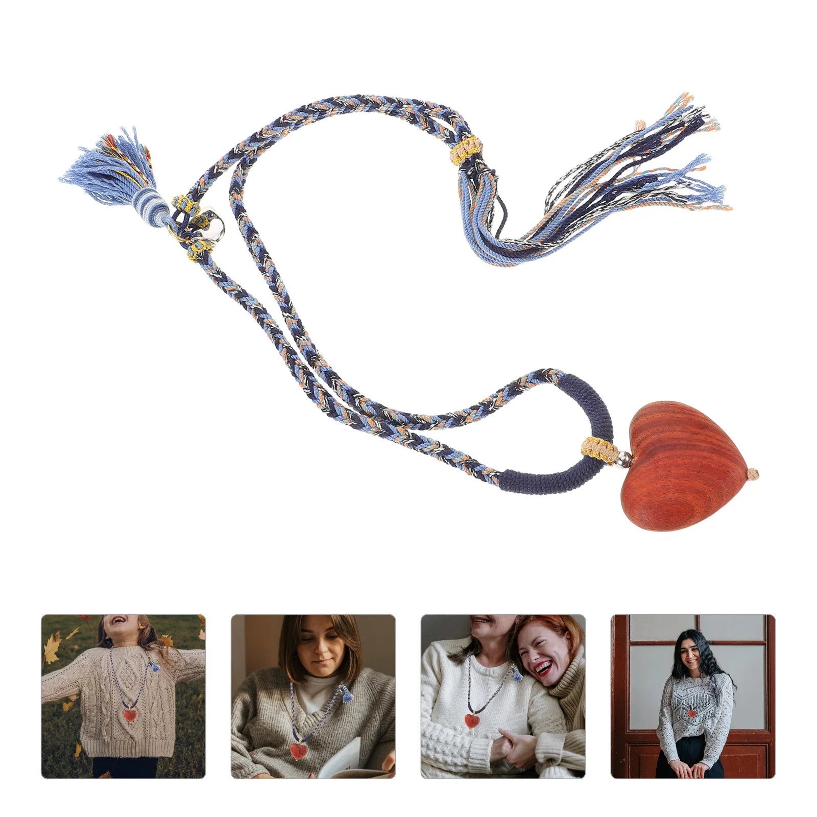 

Long Heart Pendant Necklace Women Elegant Tassel Sweater Chain Jewelry Winter Party Holiday Wedding Daily Wear