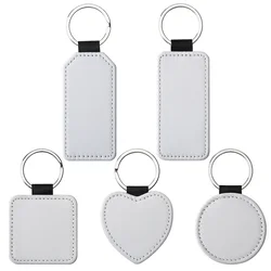 10pcs Sublimation blanks keychain PU leather keyring key tag chains DIY craft blank bulk wholesale