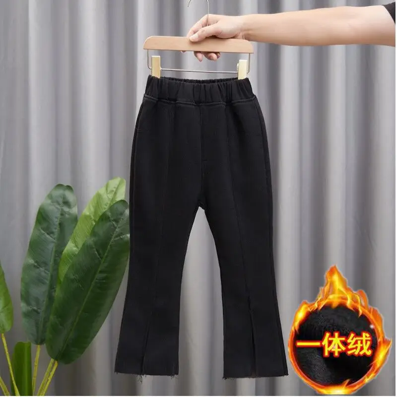 3-14 Years Teenage Pants For Girls Roupa Infantil Menina Winter Fleece Children Jeans Kids Denim Trousers Girls Clothing
