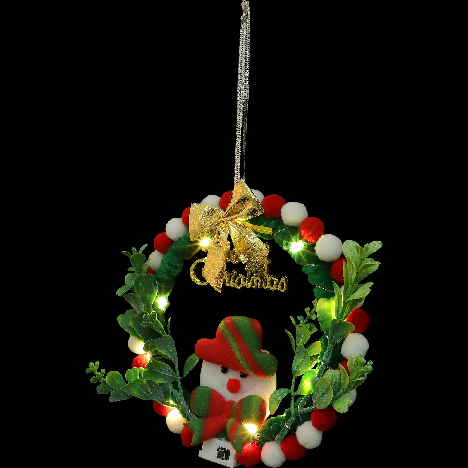 

1Set Snowman Christmas Wreath Kit DIY Door Decor Crafting Supplies for Window Front Yard Holiday Season Festive Display