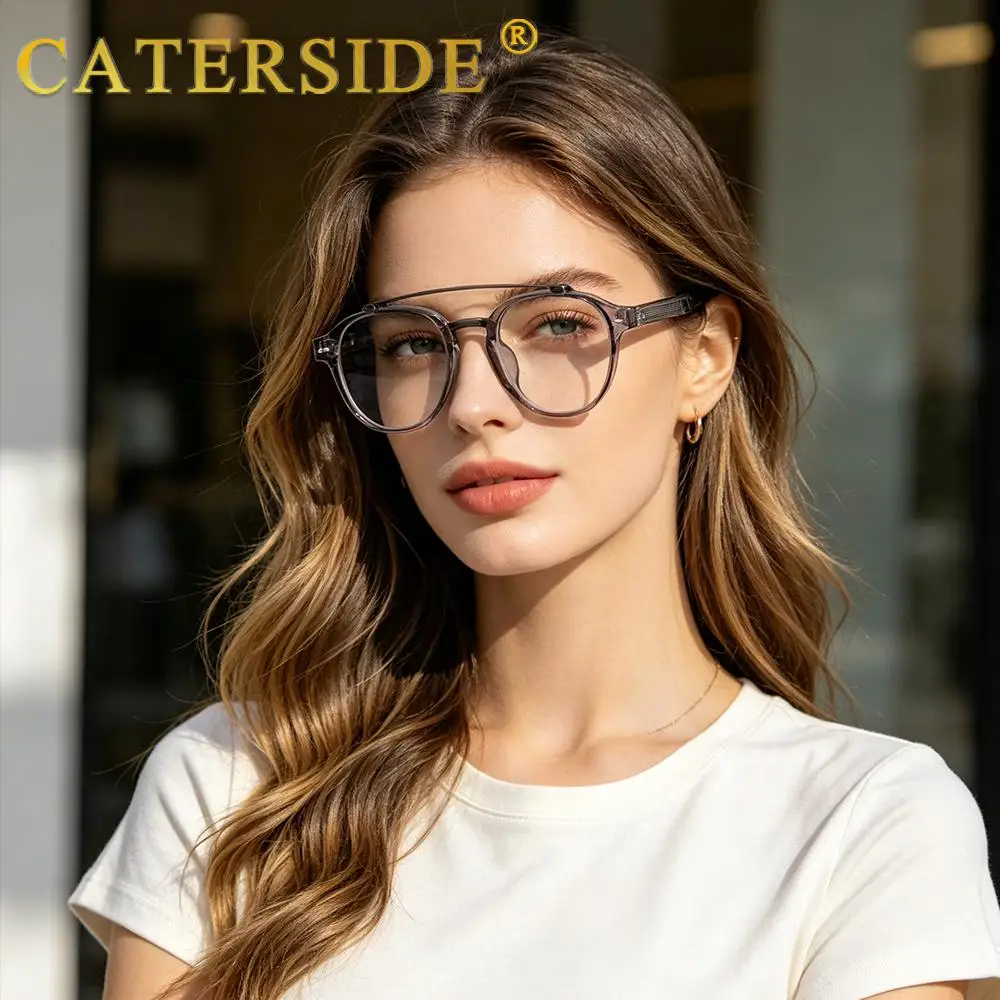CATERSIDE Herren-Pilotenbrillen mit individuell angepassten runden Gläsern, verschreibungspflichtige Brillen für Damen, Myopie- und Hyperopie-Brillen – Detail 12